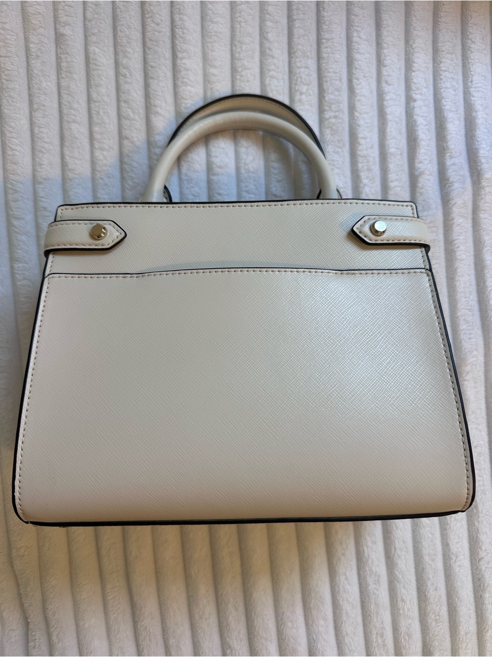 Kate Spade Cream Saffiano Leather Satchel with Gold Logo - Picture 3 of 7